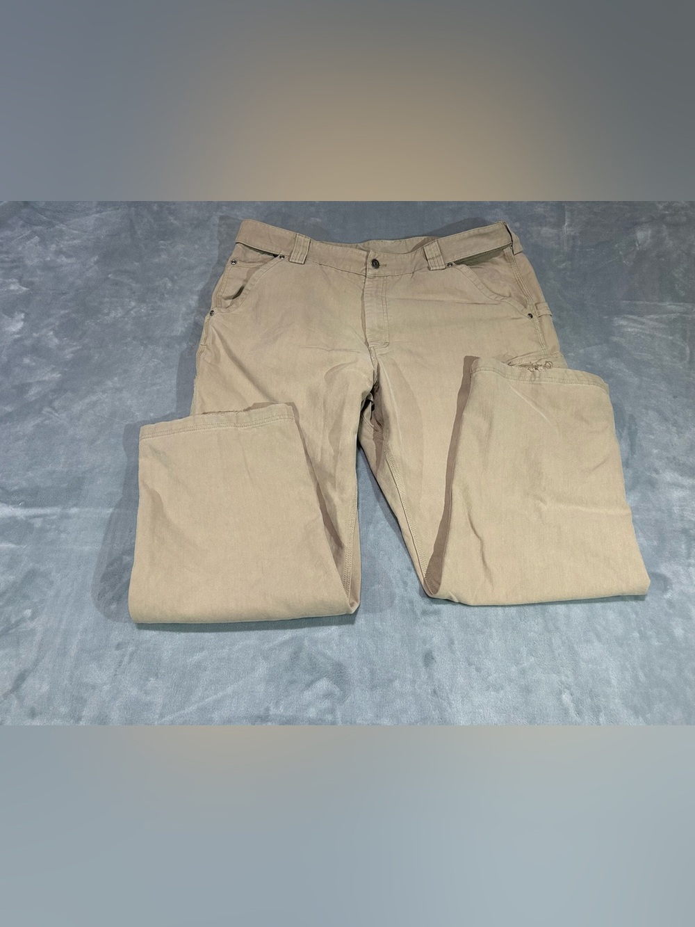 Duluth Trading Co Men Beige Cargo Pants 42 Big & Tall Cotton Blend Canvas